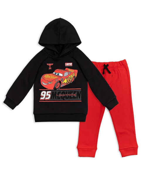 Boys Pixar Cars Lightning McQueen Fleece Pullover Hoodie and Pants Outfit Set to