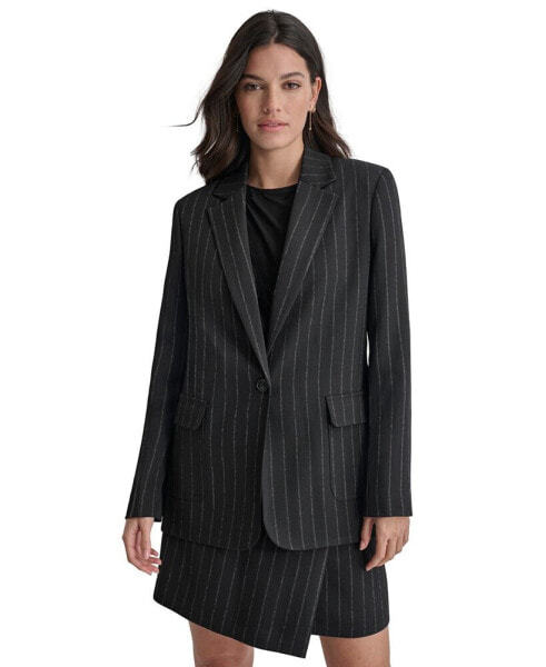 Women's Striped One Button Blazer