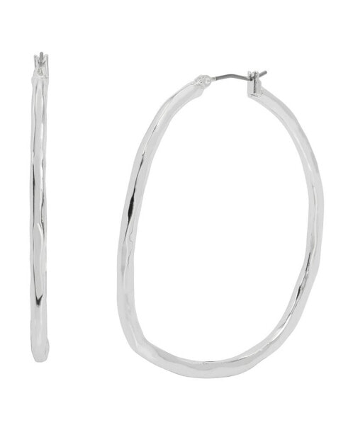 Silver Sculpted Hoop Earrings