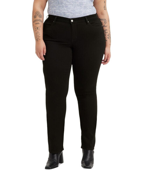 Trendy Plus Size 314 Mid-Rise Shaping Straight-Leg Jeans