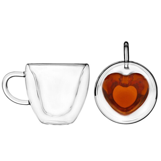 Set of 2 Double Wall Heart Mugs