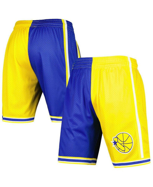 Men's Royal and Gold Golden State Warriors Hardwood Classics 1995 Split Swingman Shorts