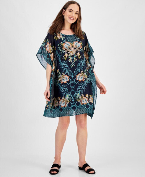 Women's Embellished Printed Caftan Dress, Created for Macy's