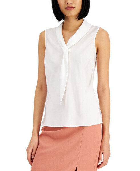 Sailor-Style Tie-Neck Sleeveless Top