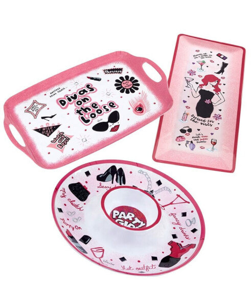 Lolita Divas on the Loose 3-PC Melamine Serving Set