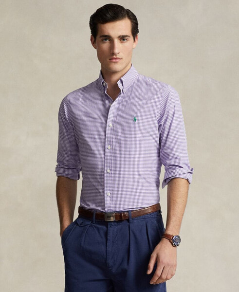 Men's Classic-Fit Gingham Stretch Poplin Shirt