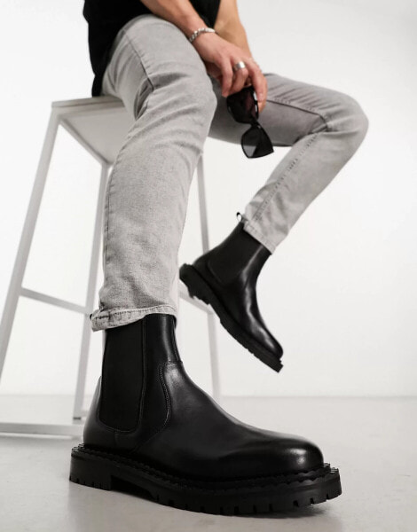 Walk London Jagger chelsea boots in black leather