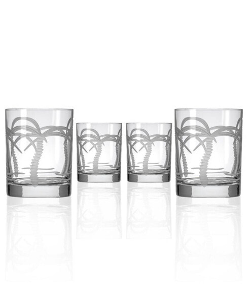 Palm Tree Double Old Fashioned 14Oz - Set Of 4 Glasses