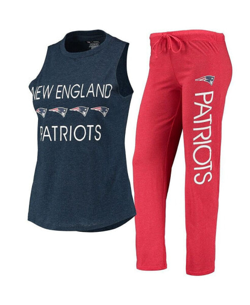 Женская пижама Concepts Sport womens Navy, Red New England Patriots Plus Size Meter Tank Top and Pants Sleep Set