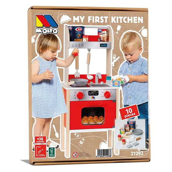 MOLTO My First Wooden Kitchen With 10 Accessories 73x23.5x34 cm