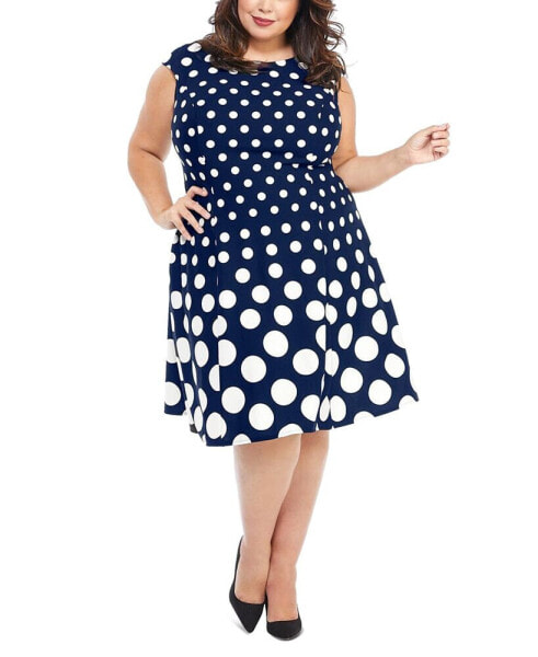 Plus Size Polka-Dot Fit & Flare Dress