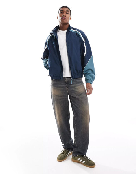 Bershka panelled track jacket in blue