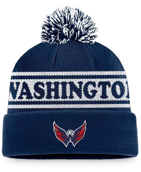 Men's Navy Washington Capitals Vintage-Like Sport Resort Cuffed Knit Hat with Pom