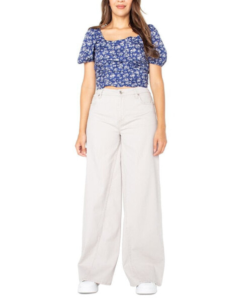 Juniors' Slouchy High-Rise Wide-Leg Jeans