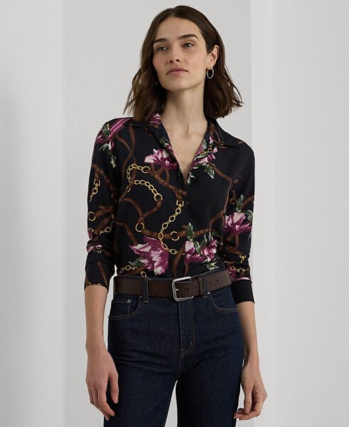 Petite Collared Floral Shirt