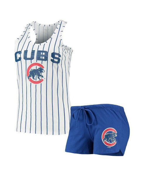 Женская пижама Concepts Sport Womens Royal, White Chicago Cubs Vigor Racerback Tank Top and Shorts Sleep Set