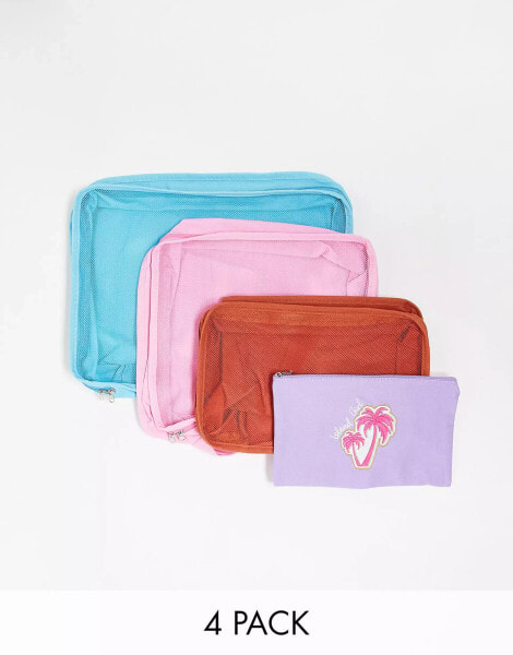 South Beach x Misha Grimes multipack of 4 packing cubes in multi