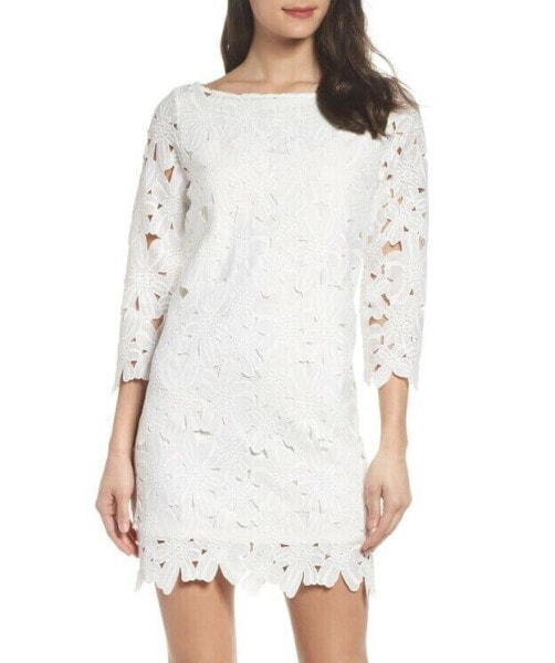 FELICITY & COCO 154482 Women's Belza Floral Lace Shift Dress White Sz. Medium