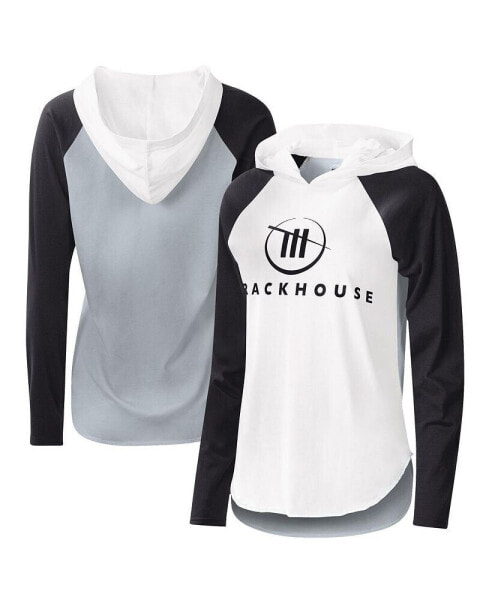 Women's White, Black TRACKHOUSE RACING Triple-A Long Sleeve Hoodie T-shirt