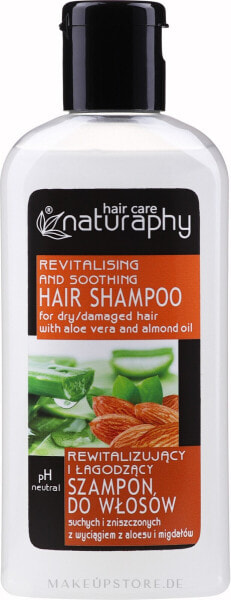 Revitalisierendes und beruhigendes Shampoo mit Aloe Vera und Mandelöl für trockenes und geschädigtes Haar - Naturaphy Hair Shampoo 100 ml