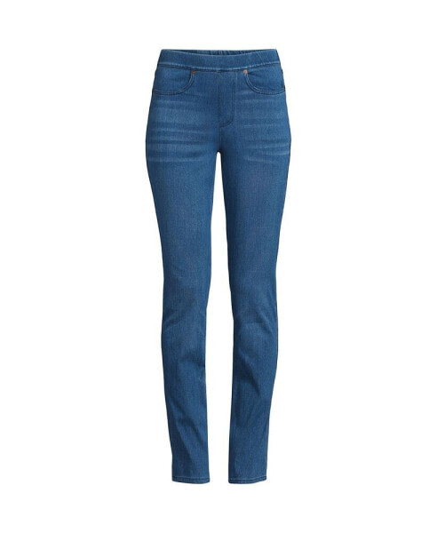 Women's Tall Starfish Mid Rise Knit Denim Straight Jeans