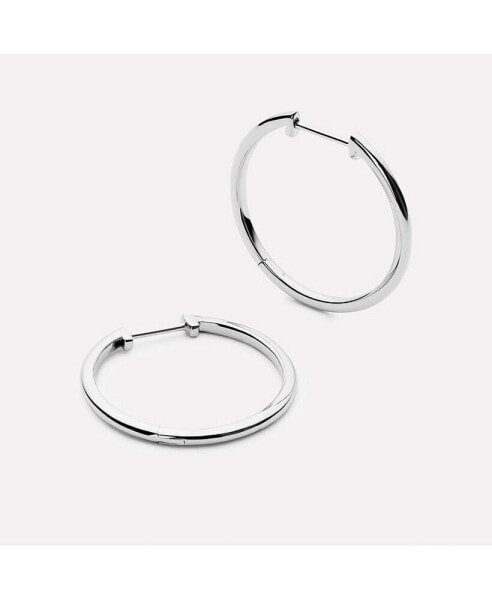 Medium Slim Endless Hoops - Lo Medium Silver