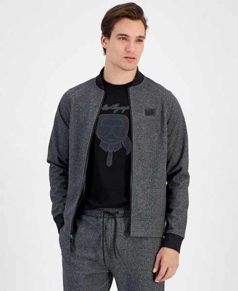 Men's Slim-Fit Heathered Bomber Track Jacket