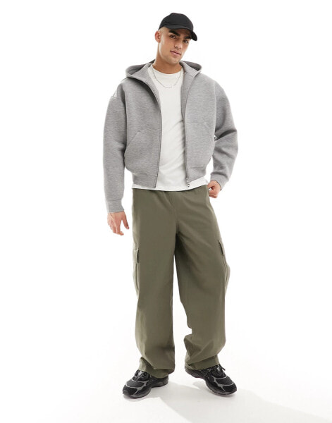 Weekday Simon scuba zip through hoodie in grey melange