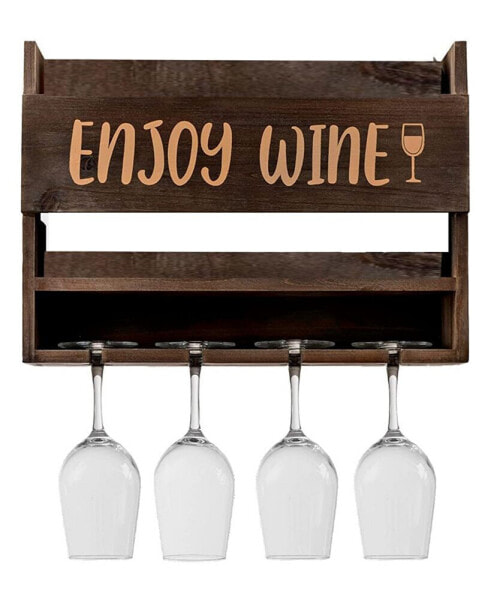 Enjoy Wine Wall Mounted Wine Rack with Wine Glasses, Set of 5