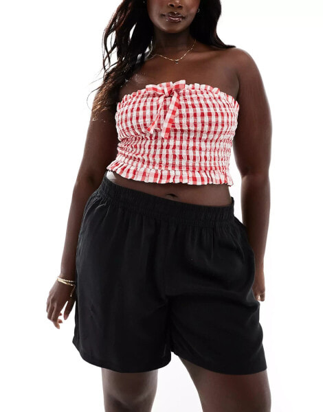 Noisy May Curve high waisted pull on short in black