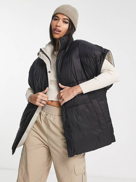 UGG Sydnee reversible puffer vest jacket in black