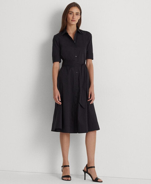 Petite Elbow-Sleeve Shirtdress