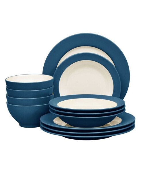 Colorwave Rim 12-Piece Dinnerware Set