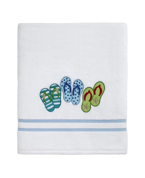 Beach Mode Flip-Flop Motif Cotton Fingertip Towel, 11" x 18"