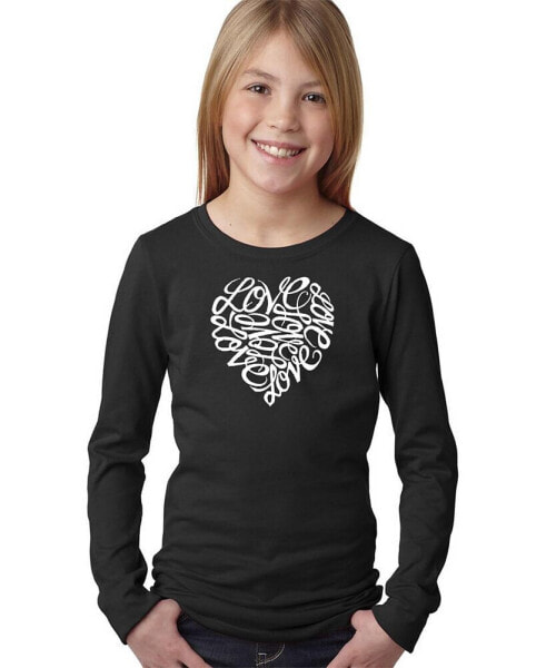 Big Girl's Word Art Long Sleeve T-Shirt - LOVE