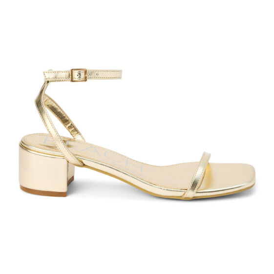 BEACH by Matisse Belle Metallic Block Heels Ankle Strap Womens Gold Dress Sanda