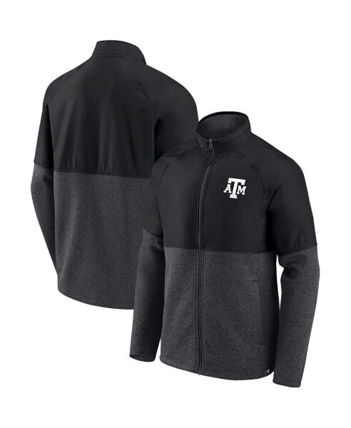 Men's Black, Heathered Charcoal Texas A&M Aggies Durable Raglan Full-Zip Jacket