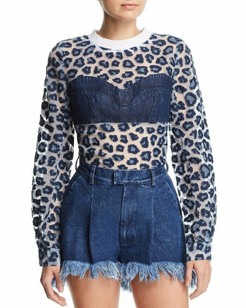 Топ Ksenia Schnaider Denim Leopard