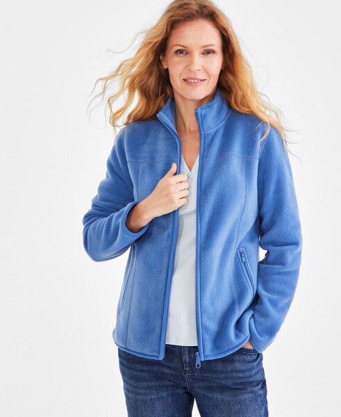 Women's Polar Fleece Mock-Neck Jacket, Created for Macy's