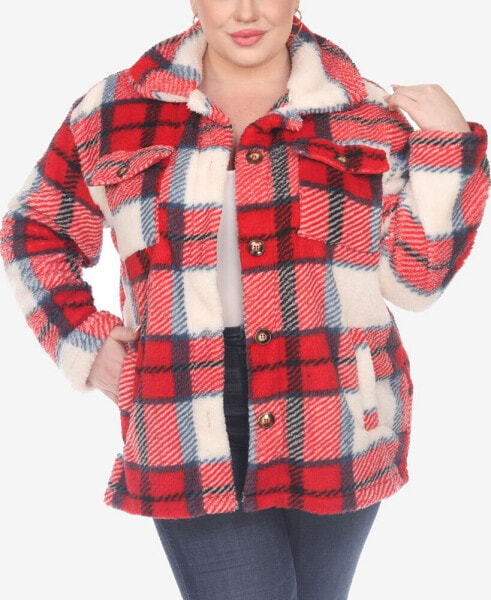 Plus Size Plaid Shacket Jacket