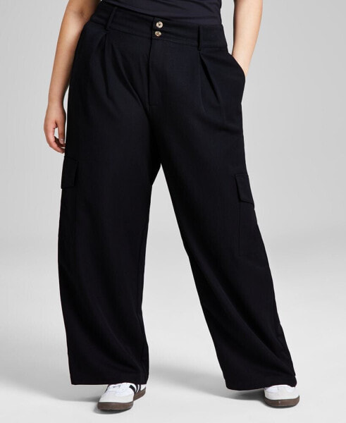 Trendy Plus Size Wide-Leg Pleated Cargo Pants