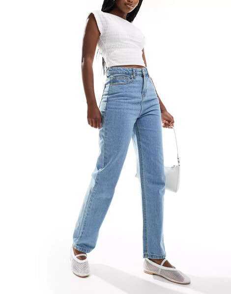 DTT Katy high waisted cropped straight jeans in light blue wash