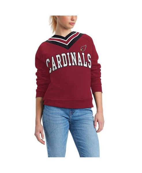 Women's Cardinal Arizona Cardinals Heidi V-Neck Pullover Sweatshirt