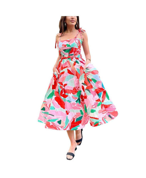 Grace Floral Cotton Sleeveless Midi Dress