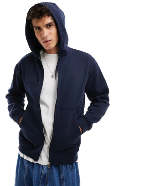 Weekday zip through hoodie in navy