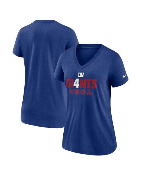 Women's Royal New York Giants Hometown Collection Tri-Blend V-Neck T-shirt