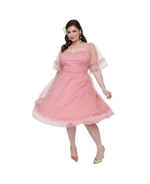 Plus Size 1950s Ruffle Sweetheart Swing Dress