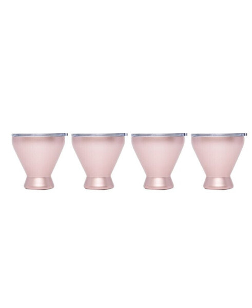 11 Oz Insulated Brushed Pink All Purpose Cocktail Tumblers, Set of 4