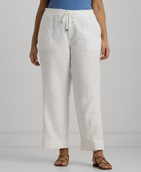 Plus-Size Linen Wide-Leg Pants