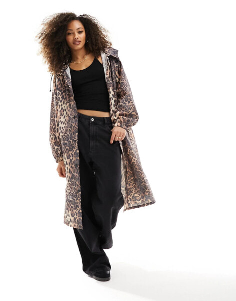 ASOS DESIGN long raincoat in animal print